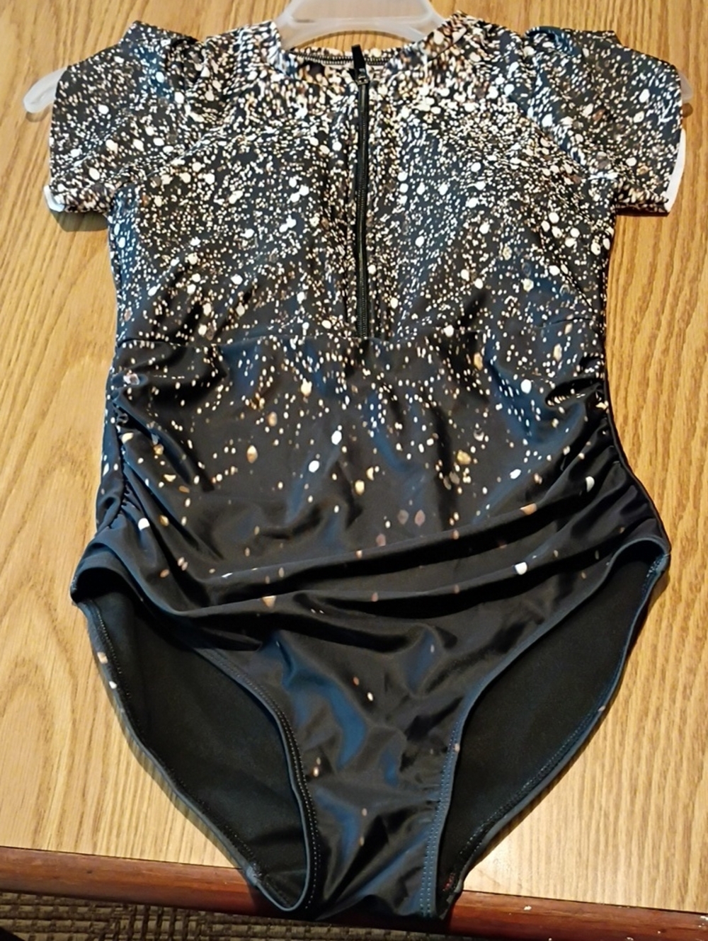 Women's Black Splatter One-Piece Swimsuit NWOY (NEW)